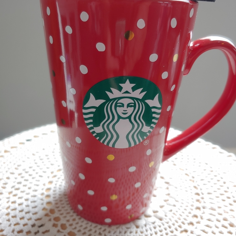 Starbucks Red Polka Dot Ceramic Mug